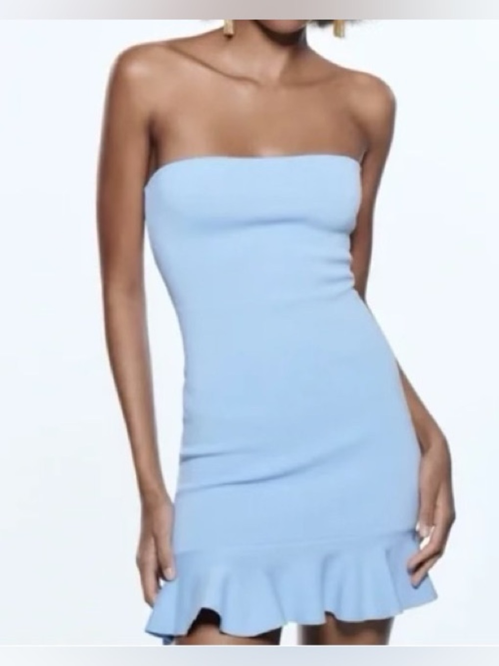 Zara Ruffled blue Knit Dress size small